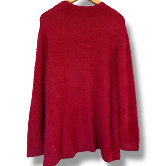NWT Chico’s Sweater Women's Size 4 (2X) Razzie Red Eyelash Funnel Neck Pullover - Picture 3 of 8